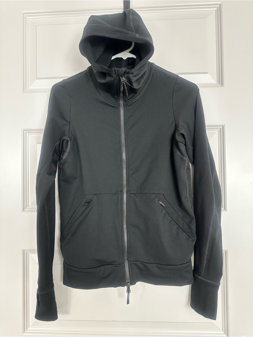 Prana Black Women's Hooded Athletic Zip Jacket